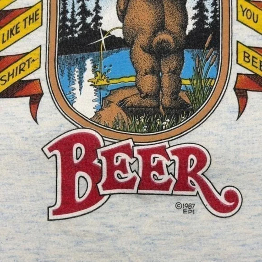 Vintage 80s Bear Whiz‎ Beer funny shirt XL